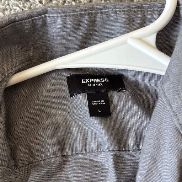Express Men's Gray Button-Up - Picture 3 of 4